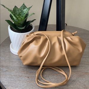 Tan Faux Leather Clutch/Crossbody Bag